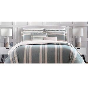 Duvet Cover Blue / Cream Stripes Comforter Cover 100% Cotton Farmhouse Bedding